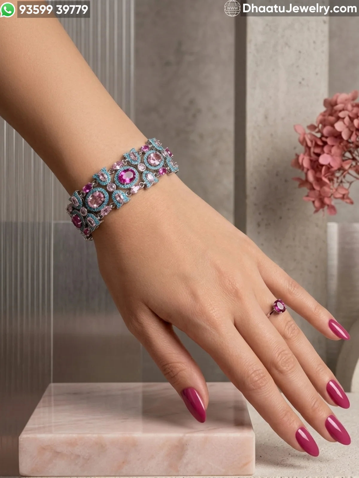 Victorian-Style Multi-Stone AD/CZ Statement Bracelet - Adjustable 18cm to 21cm - 4 Color Variants