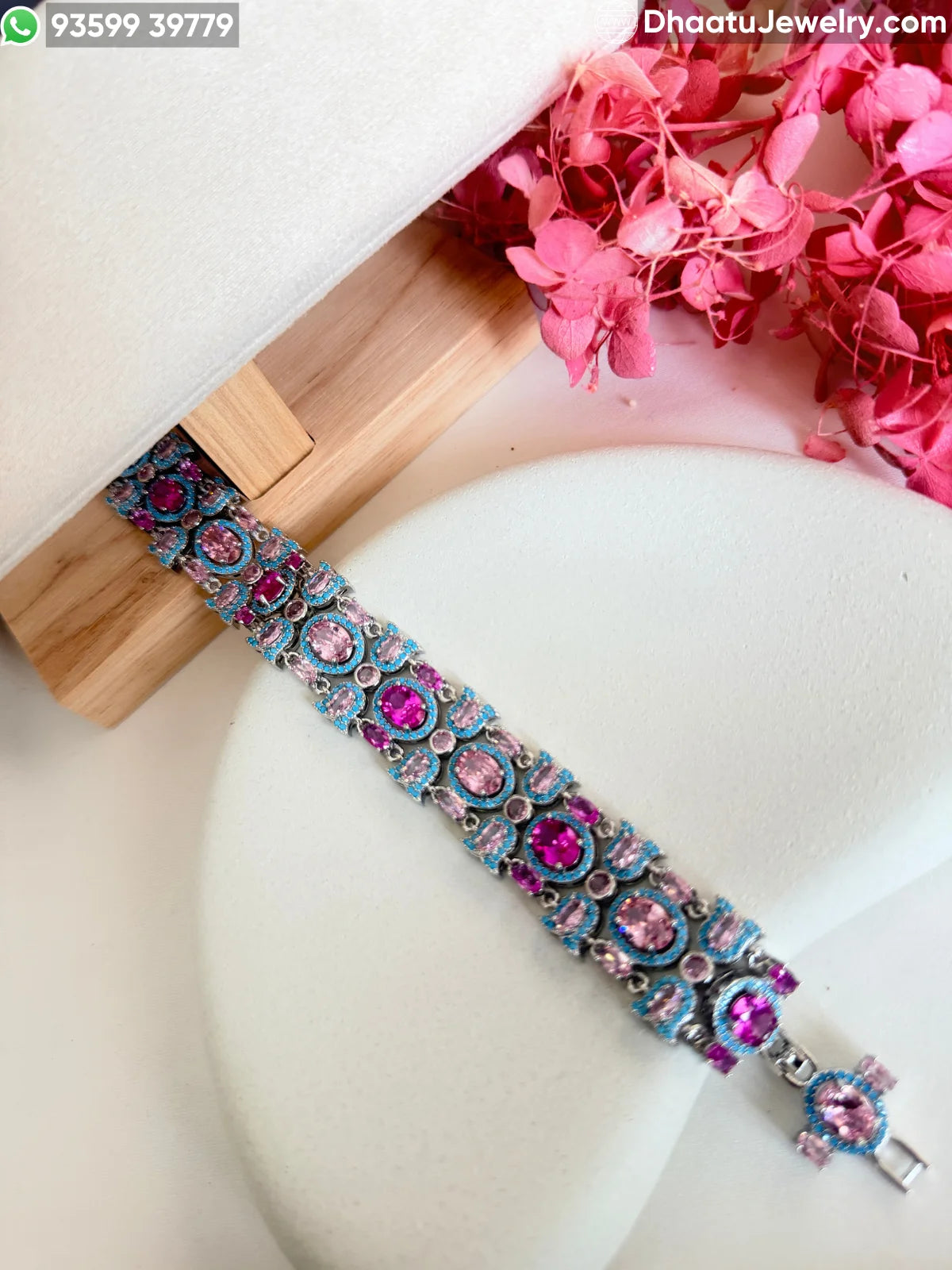 Victorian-Style Multi-Stone AD/CZ Statement Bracelet - Adjustable 18cm to 21cm - 4 Color Variants