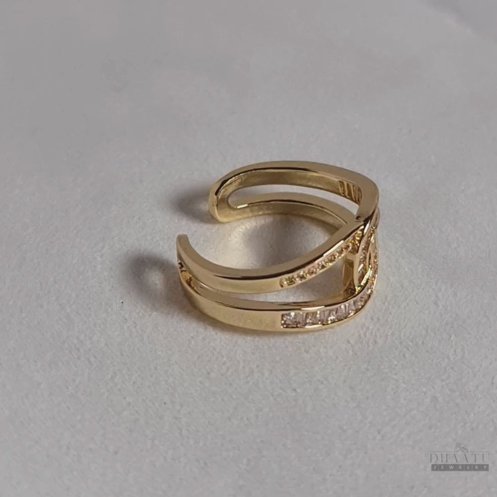 Load video: Intertwined Baguette Crystal Open Ring