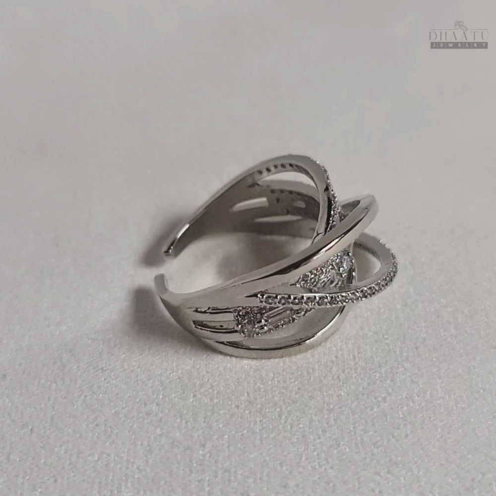 Load video: Modern Intertwined Band Ring with Sparkle
