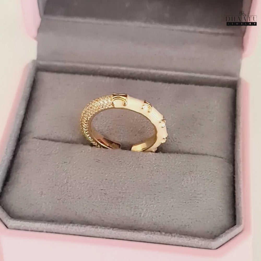 Load video: Pave CZ &amp; Enamel Adjustable Band Ring