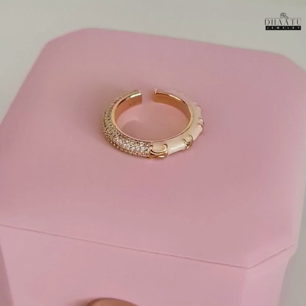 Load video: Pave CZ &amp; Enamel Adjustable Band Ring