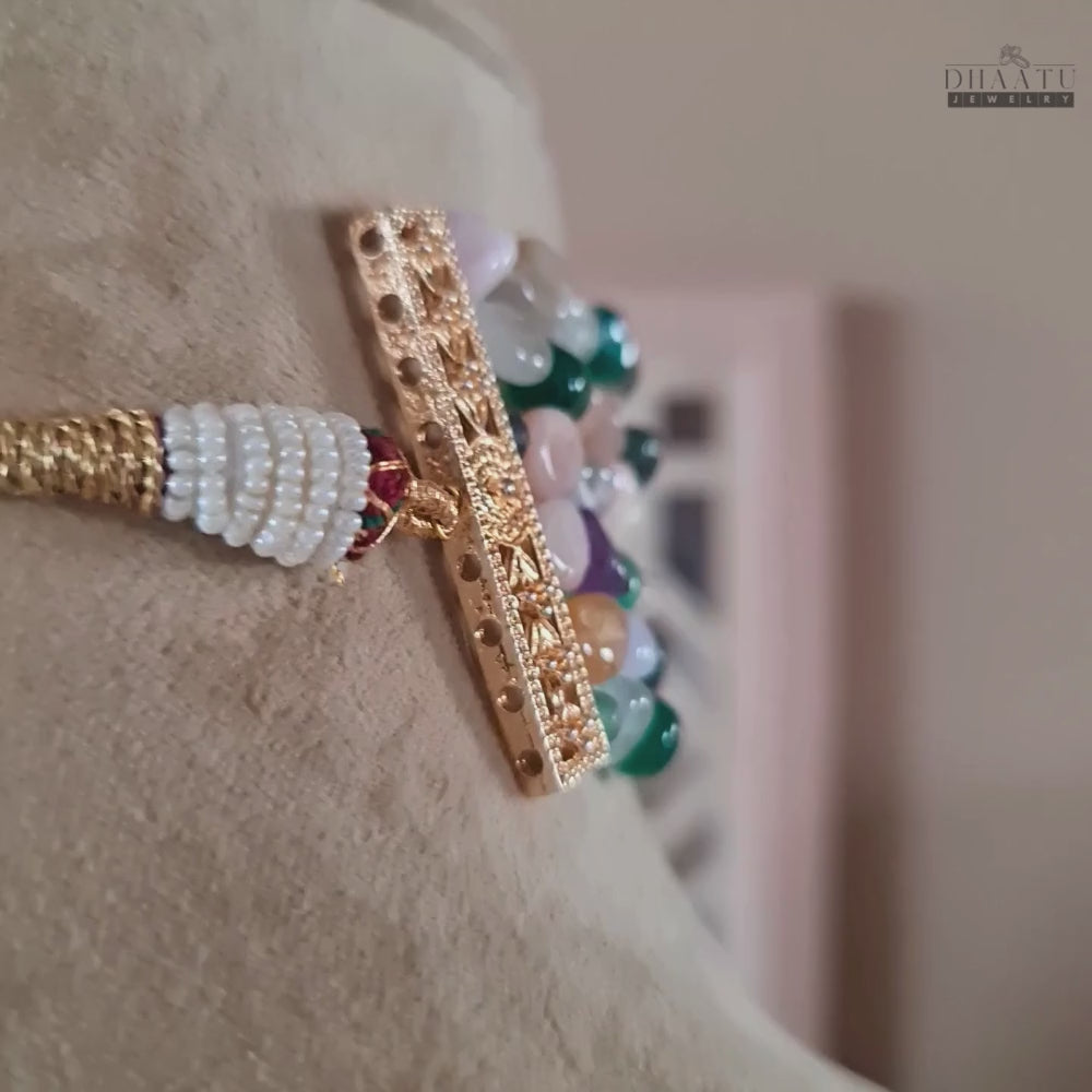 Load video: Dhaatu Multi-Color Natural Stone Beaded Choker Necklace