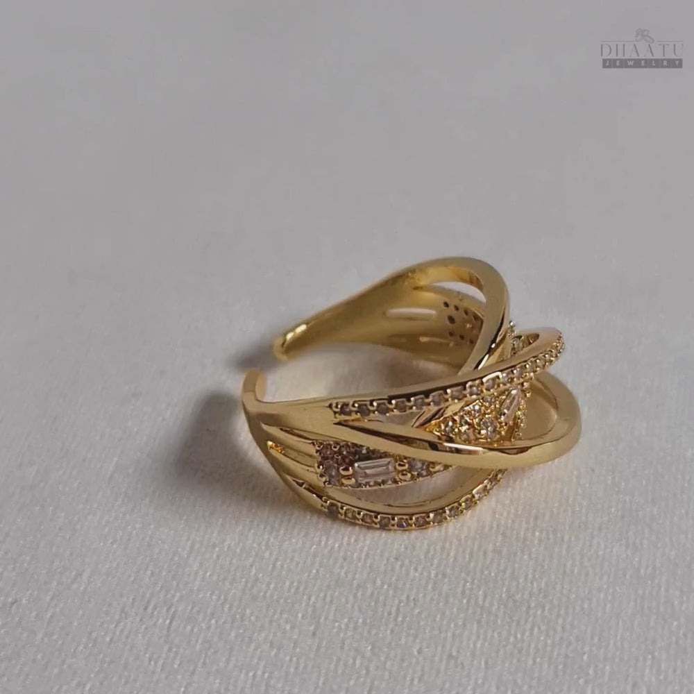 Load video: Modern Intertwined Band Ring with Sparkle