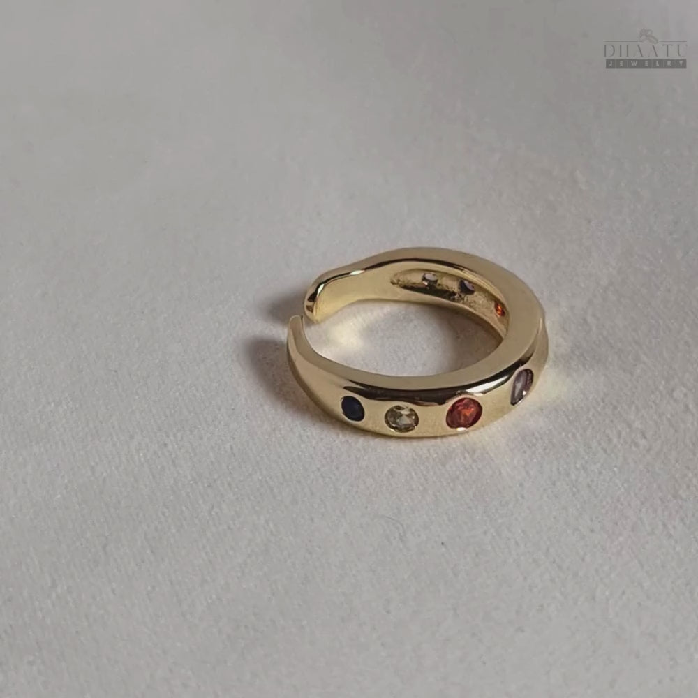 Load video: Elegant Channel-Set Gemstone Ring