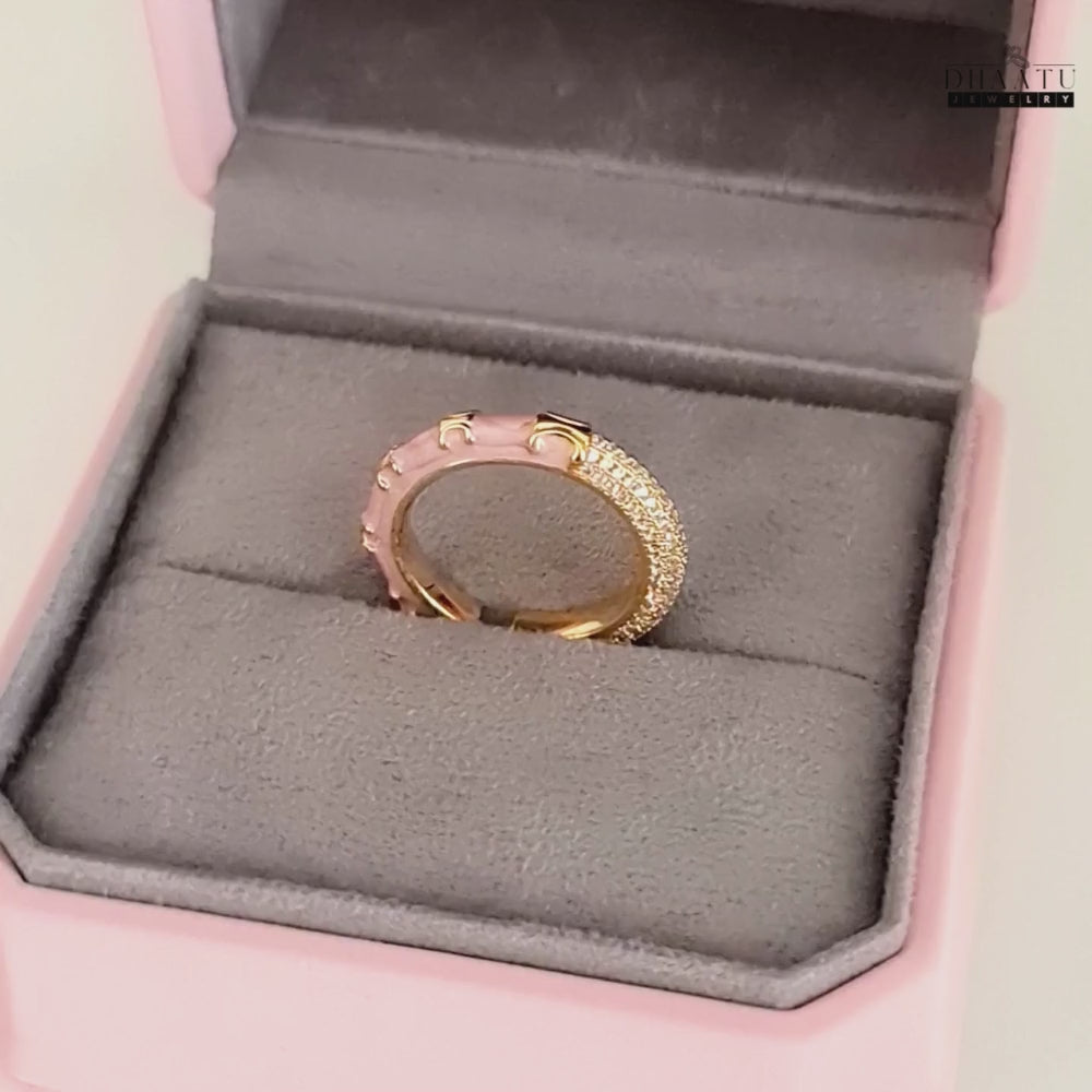 Load video: Pave CZ &amp; Enamel Adjustable Band Ring