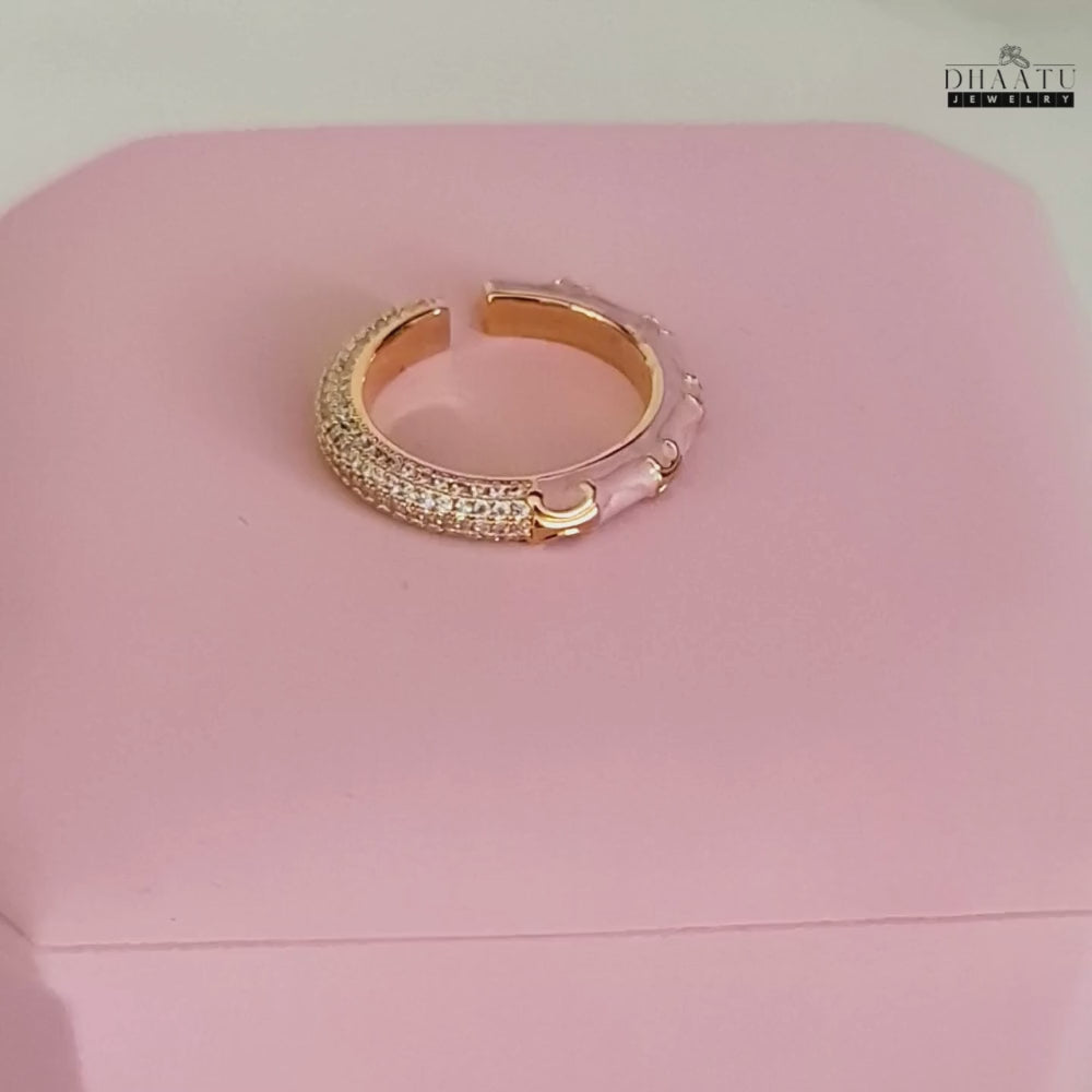 Load video: Pave CZ &amp; Enamel Adjustable Band Ring