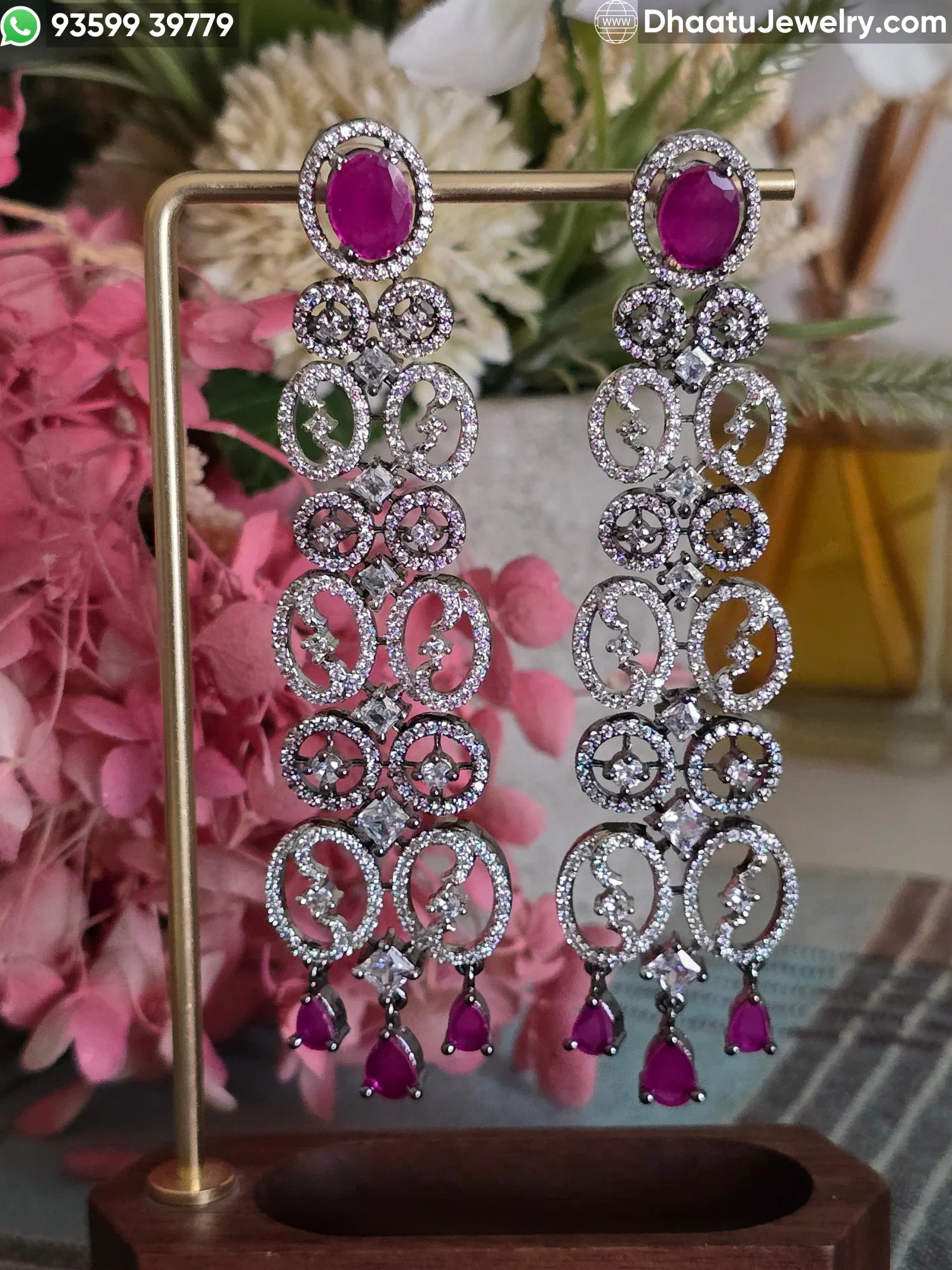 Handcrafted Moissanite & Doublet Chandelier Earrings in Silver Plating