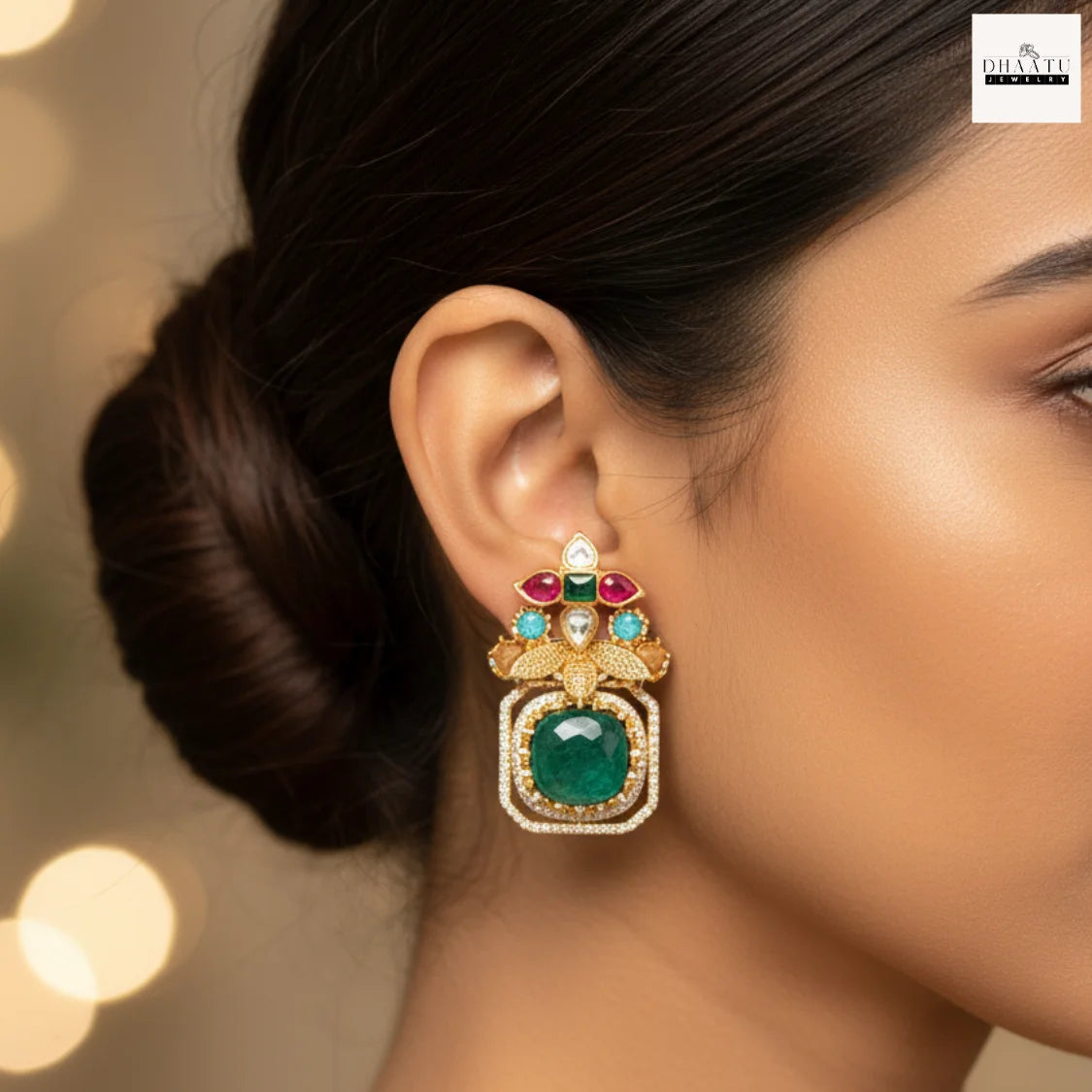 Grand Victorian Stud Earrings with Multi-Stone Embellishments