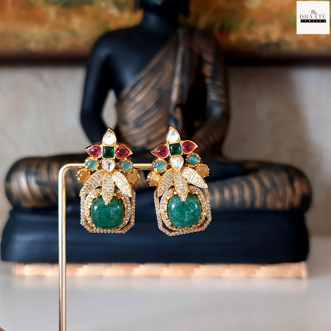 Grand Victorian Stud Earrings with Multi-Stone Embellishments