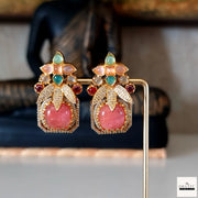 Grand Victorian Stud Earrings with Multi-Stone Embellishments