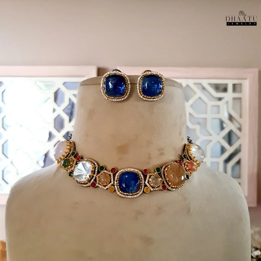 Rivaayat Multi-Stone Kundan-Style Statement Necklace Set