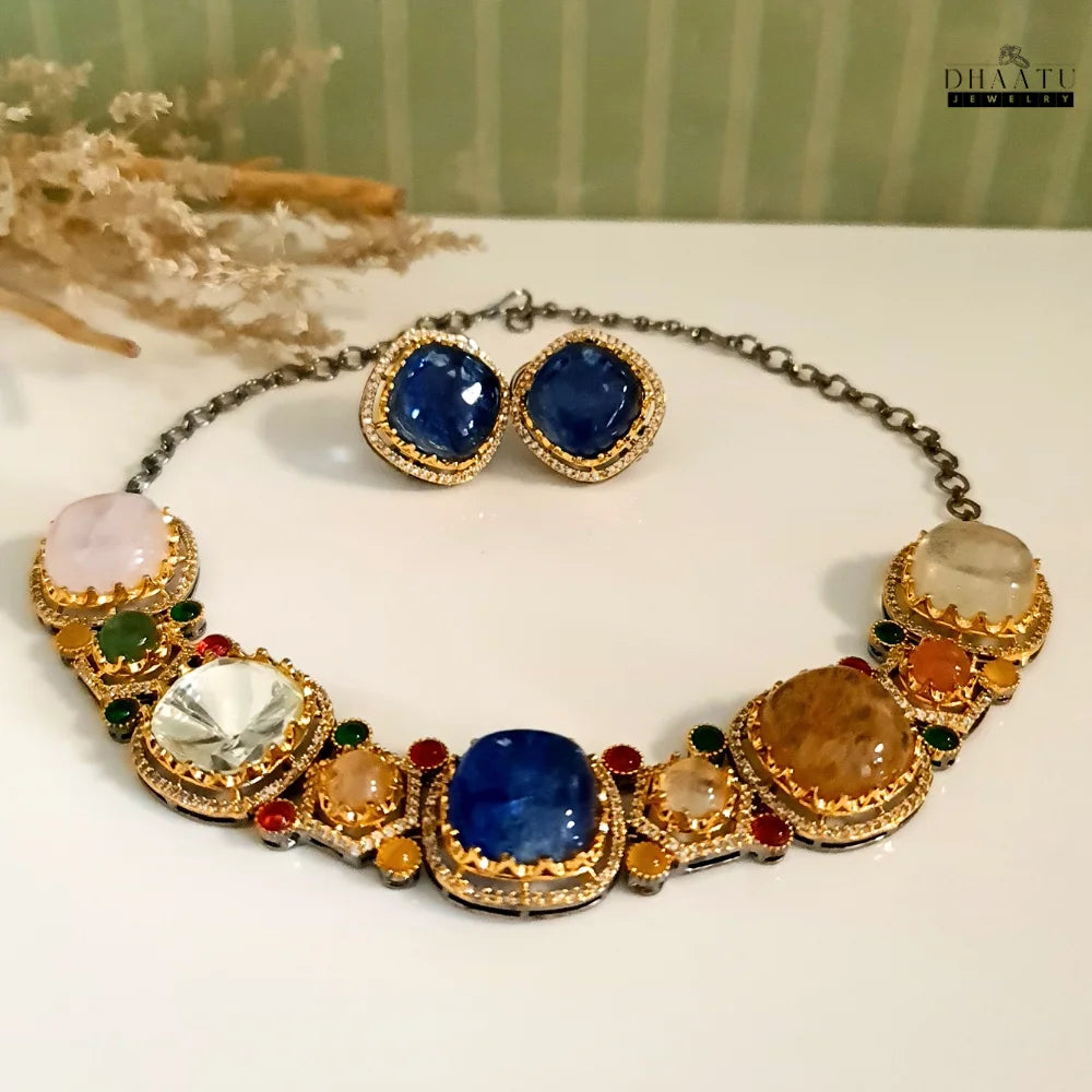 Rivaayat Multi-Stone Kundan-Style Statement Necklace Set