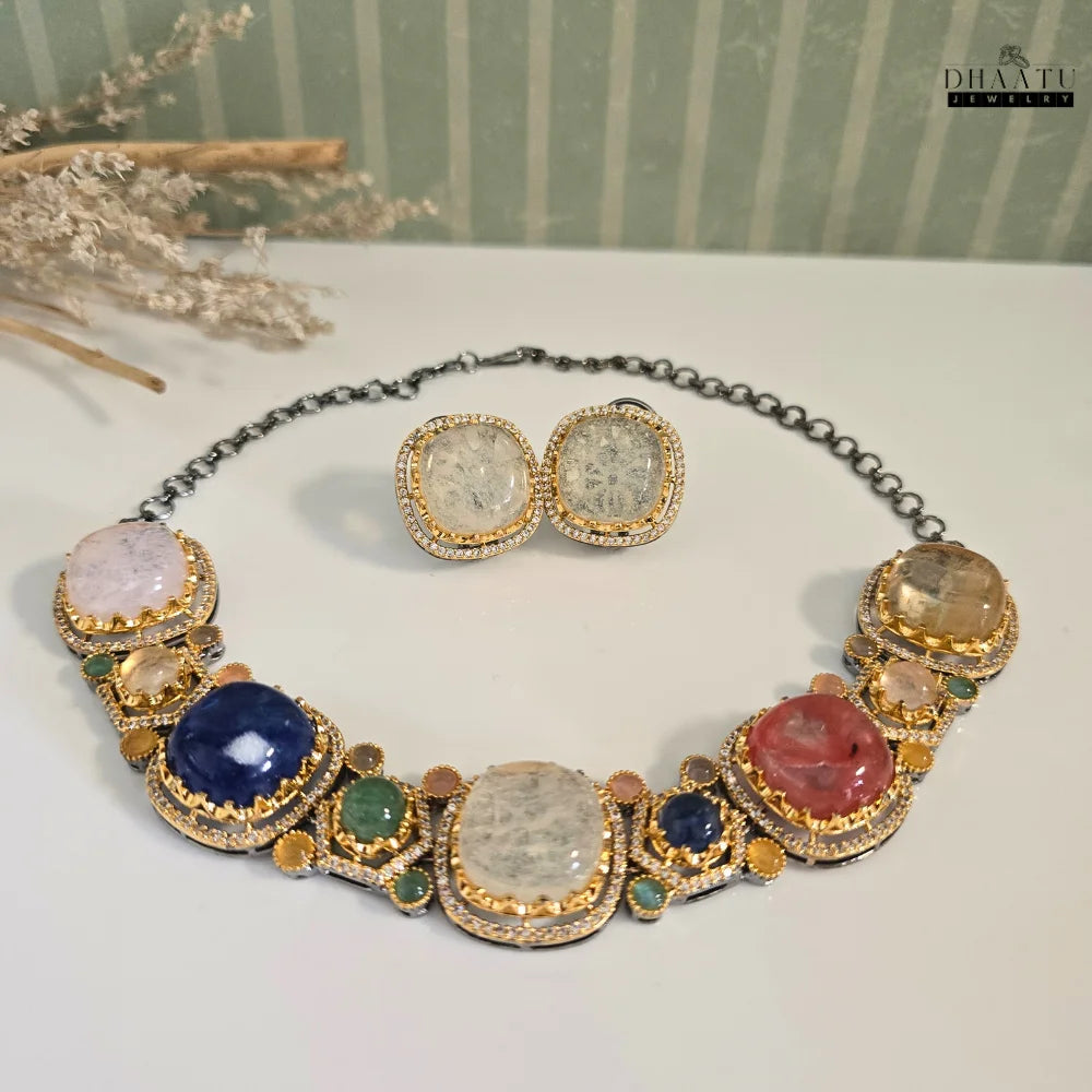 Rivaayat Multi-Stone Kundan-Style Statement Necklace Set