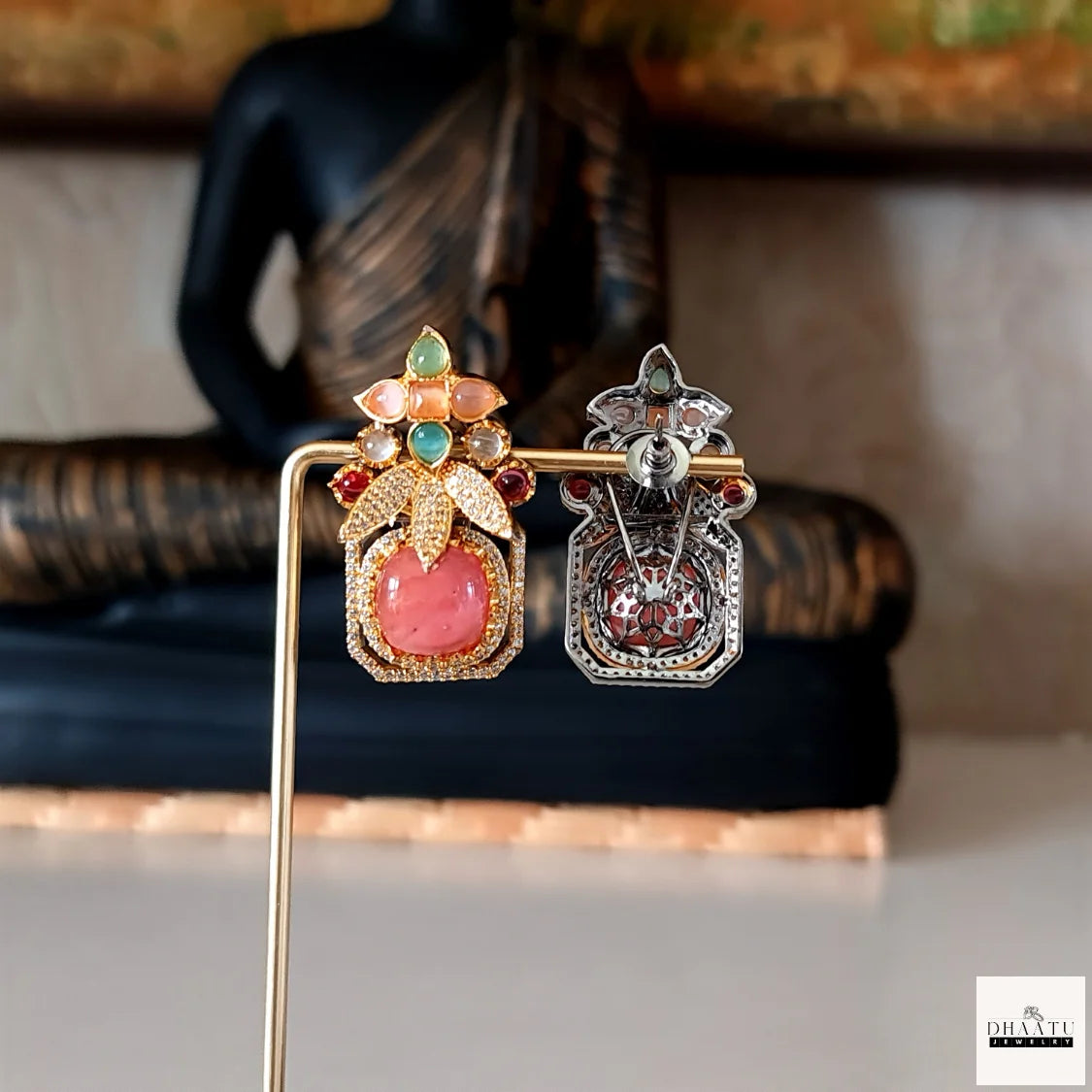 Grand Victorian Stud Earrings with Multi-Stone Embellishments