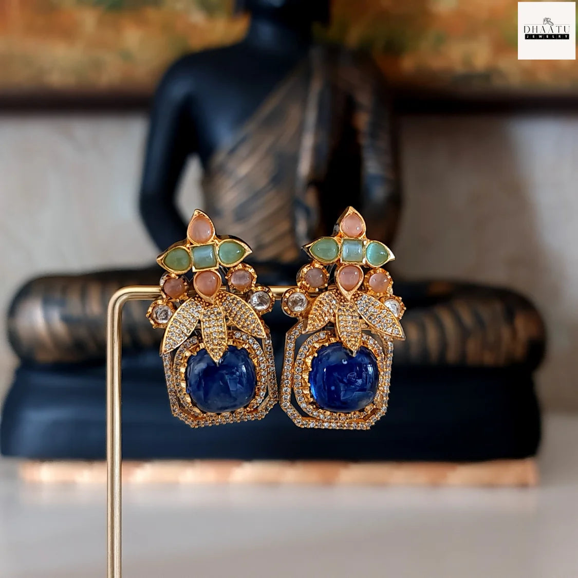 Grand Victorian Stud Earrings with Multi-Stone Embellishments