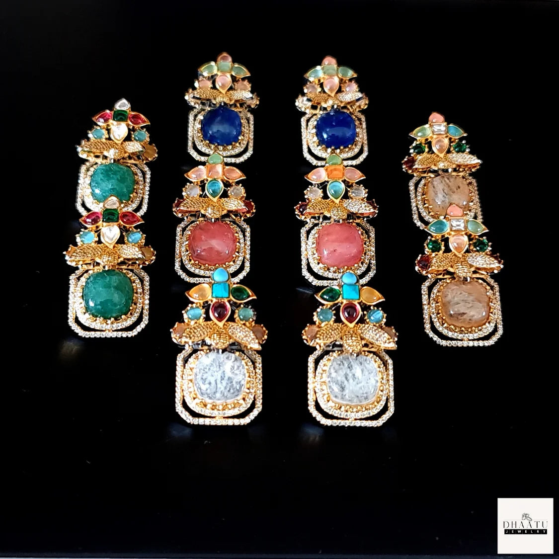 Grand Victorian Stud Earrings with Multi-Stone Embellishments