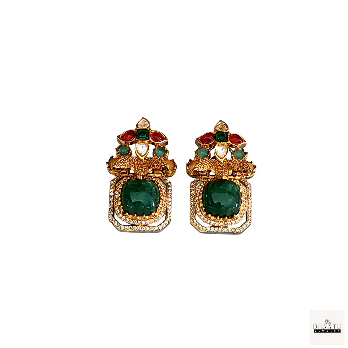 Grand Victorian Stud Earrings with Multi-Stone Embellishments