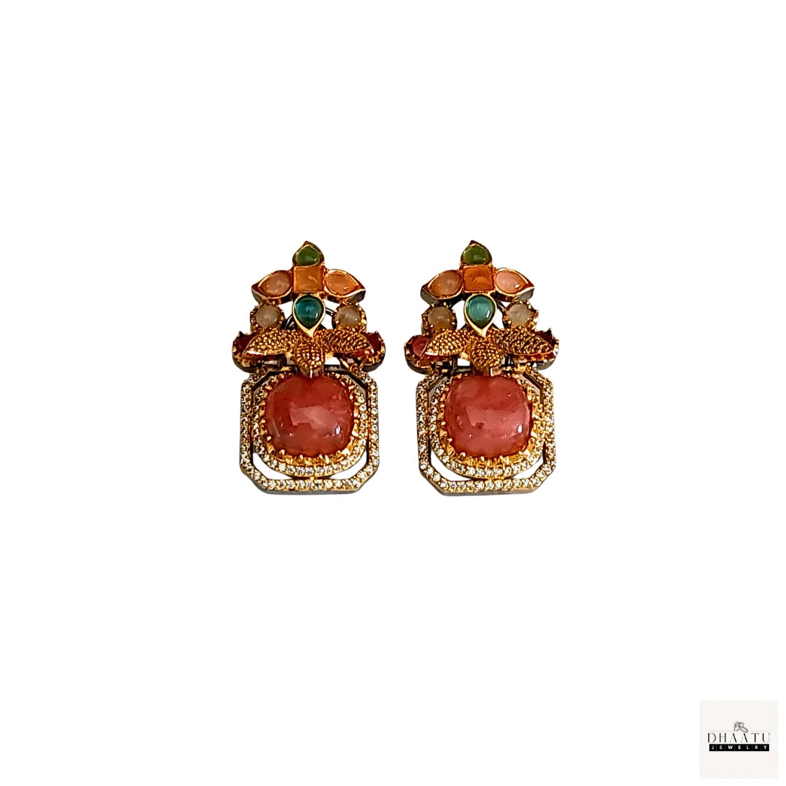 Grand Victorian Stud Earrings with Multi-Stone Embellishments