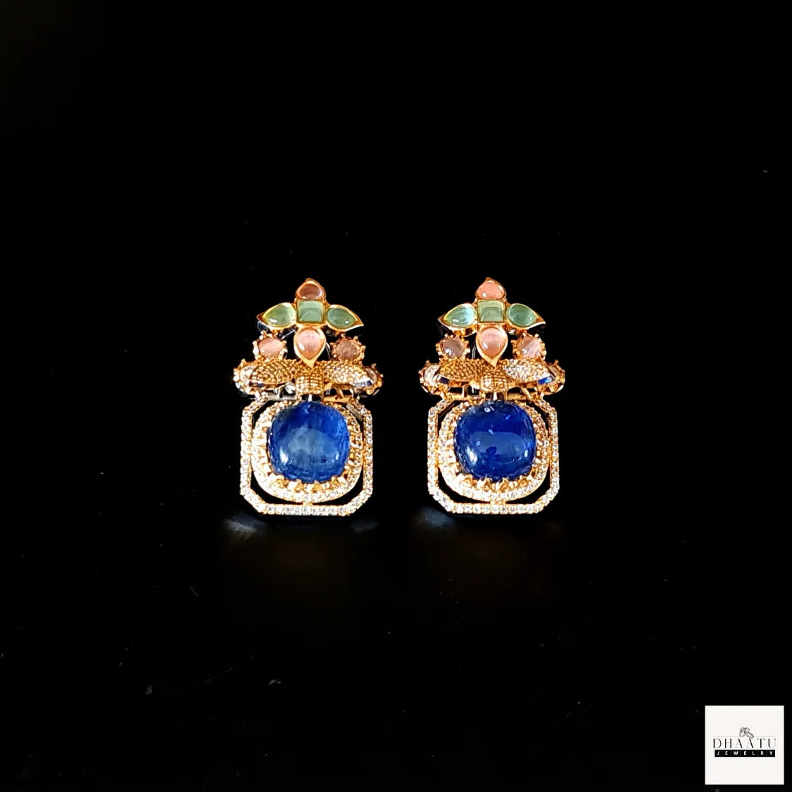 Grand Victorian Stud Earrings with Multi-Stone Embellishments