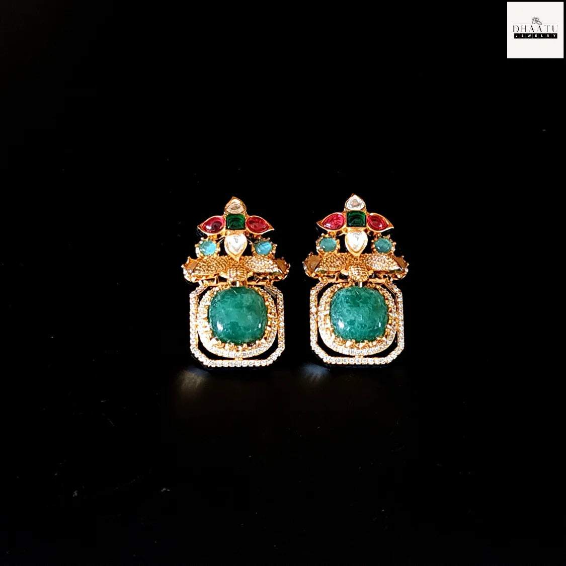 Grand Victorian Stud Earrings with Multi-Stone Embellishments