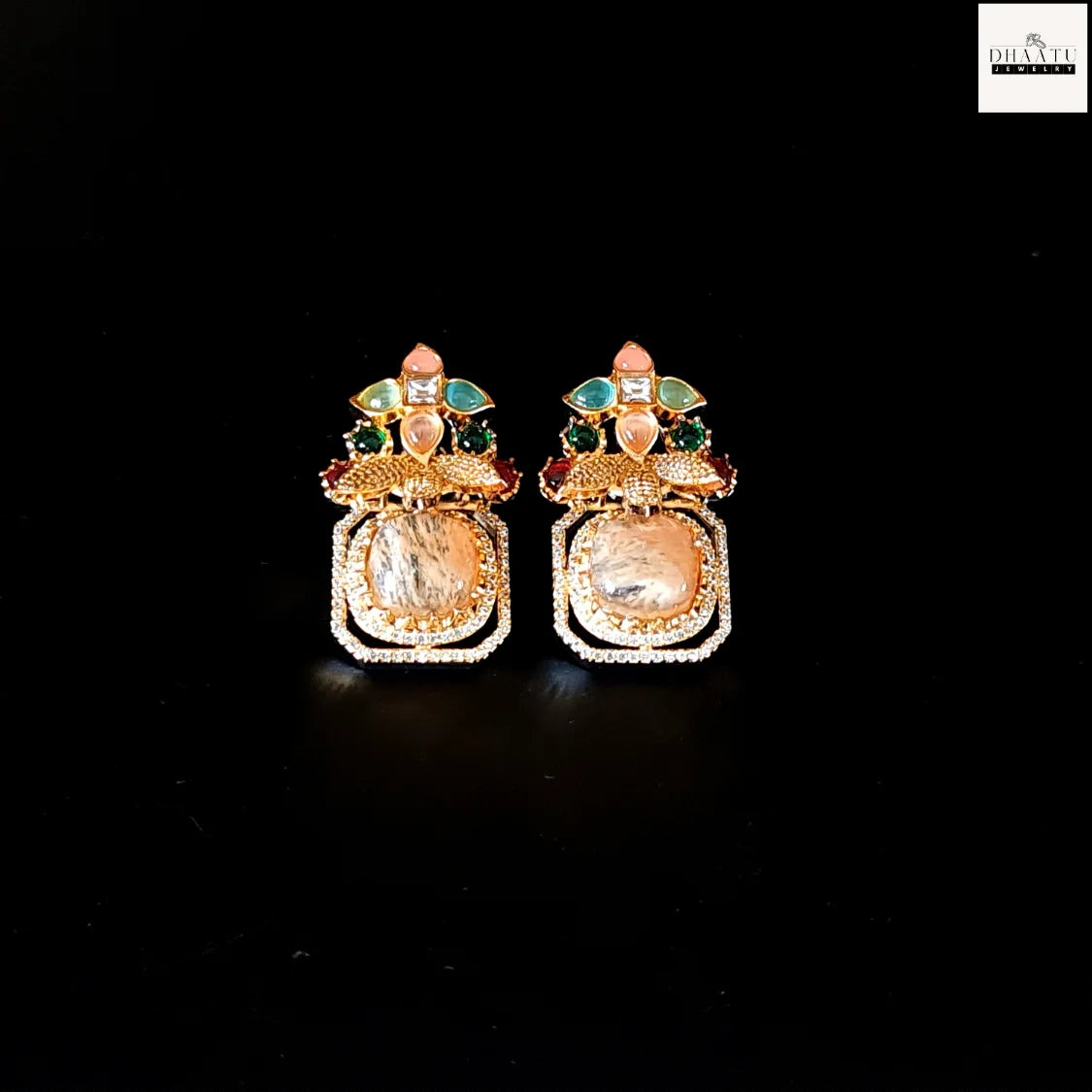 Grand Victorian Stud Earrings with Multi-Stone Embellishments