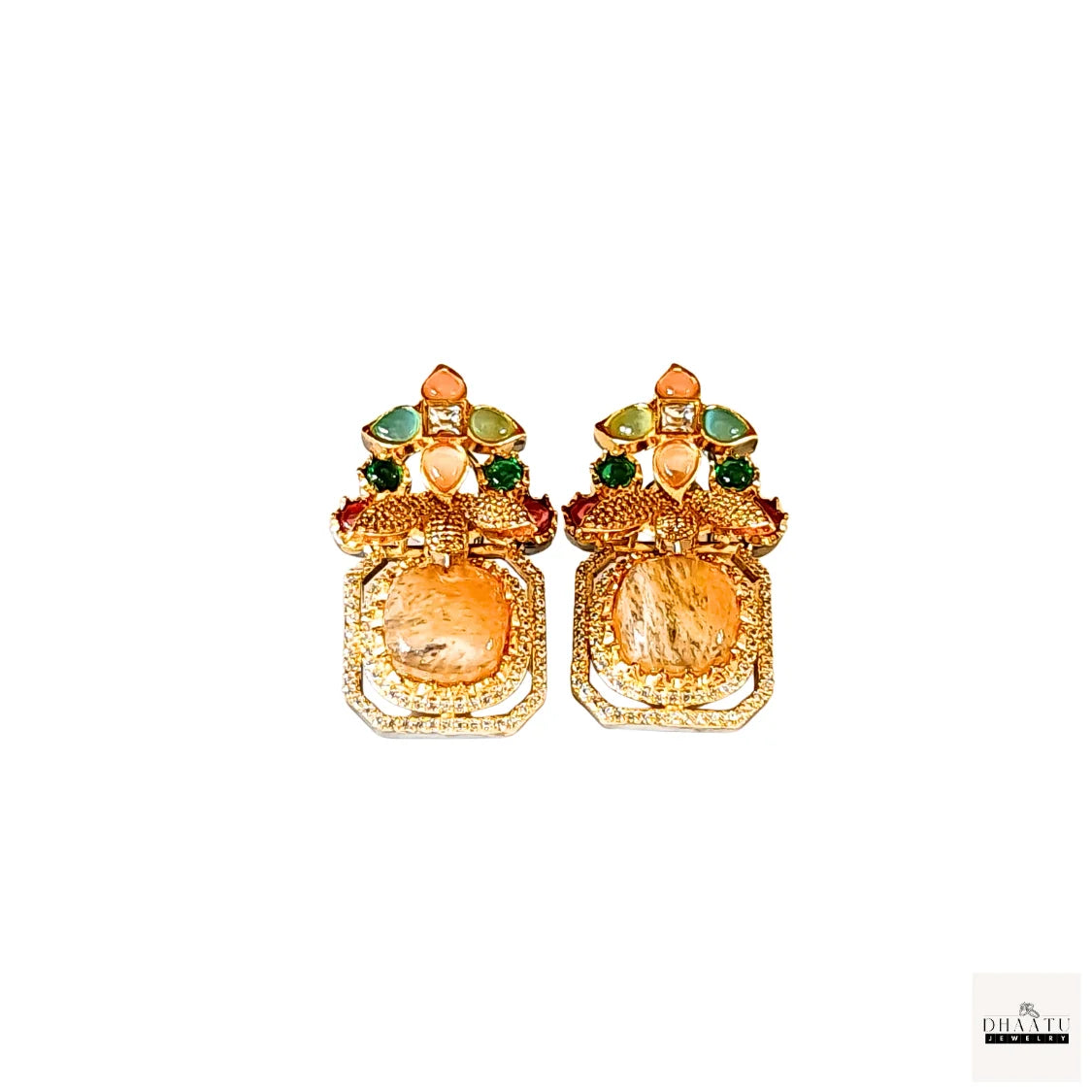 Grand Victorian Stud Earrings with Multi-Stone Embellishments