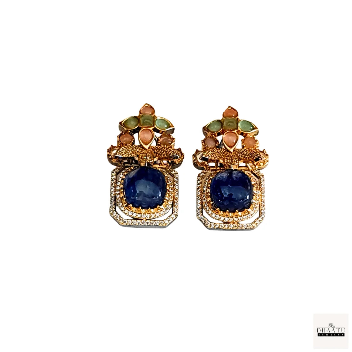 Grand Victorian Stud Earrings with Multi-Stone Embellishments