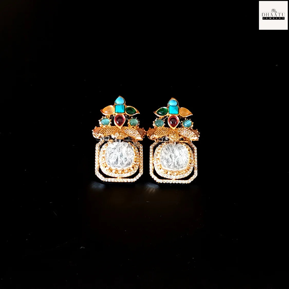 Grand Victorian Stud Earrings with Multi-Stone Embellishments