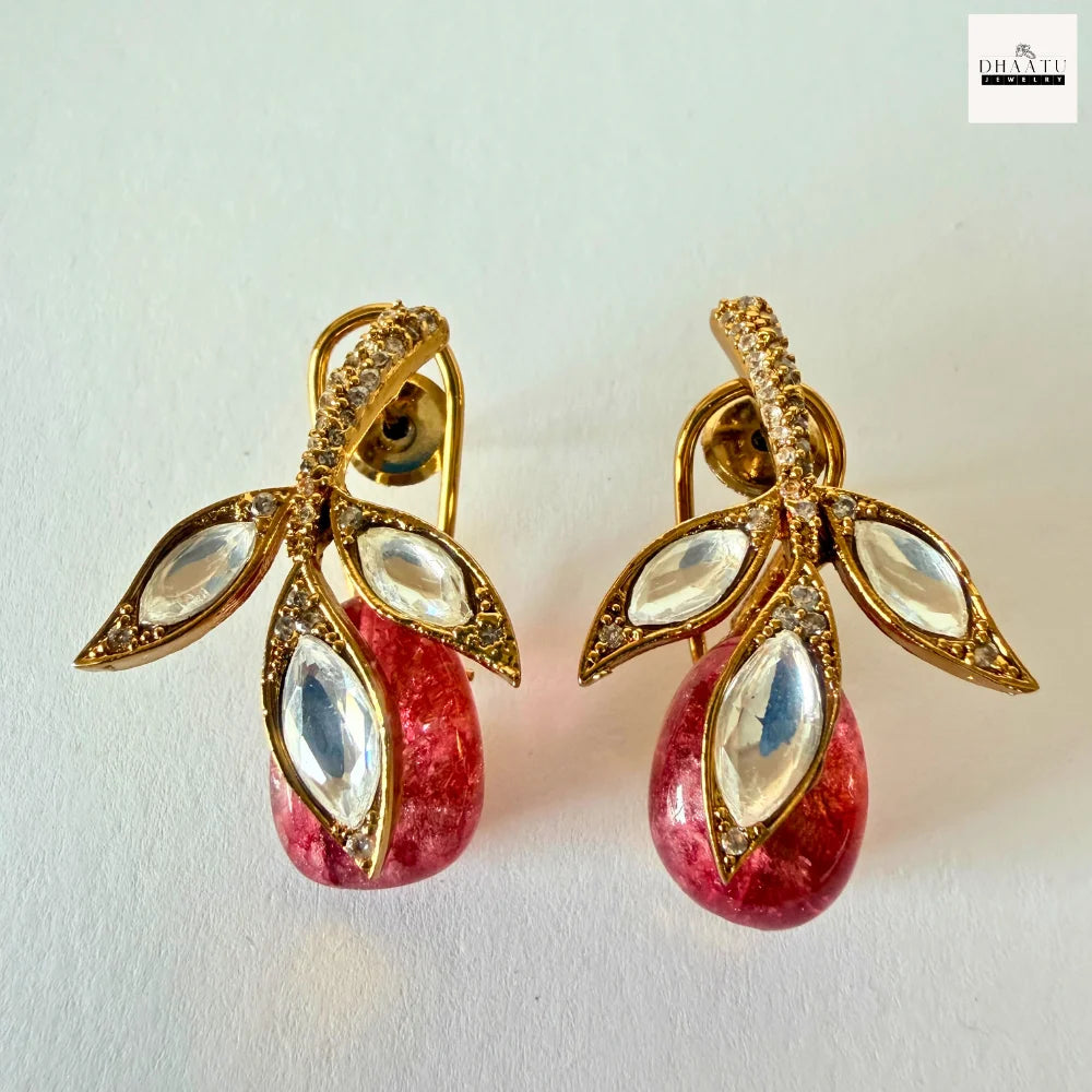 Handcrafted Kundan Leaf Motif Hasli Torque Necklace & Earring Set – 6 Colors