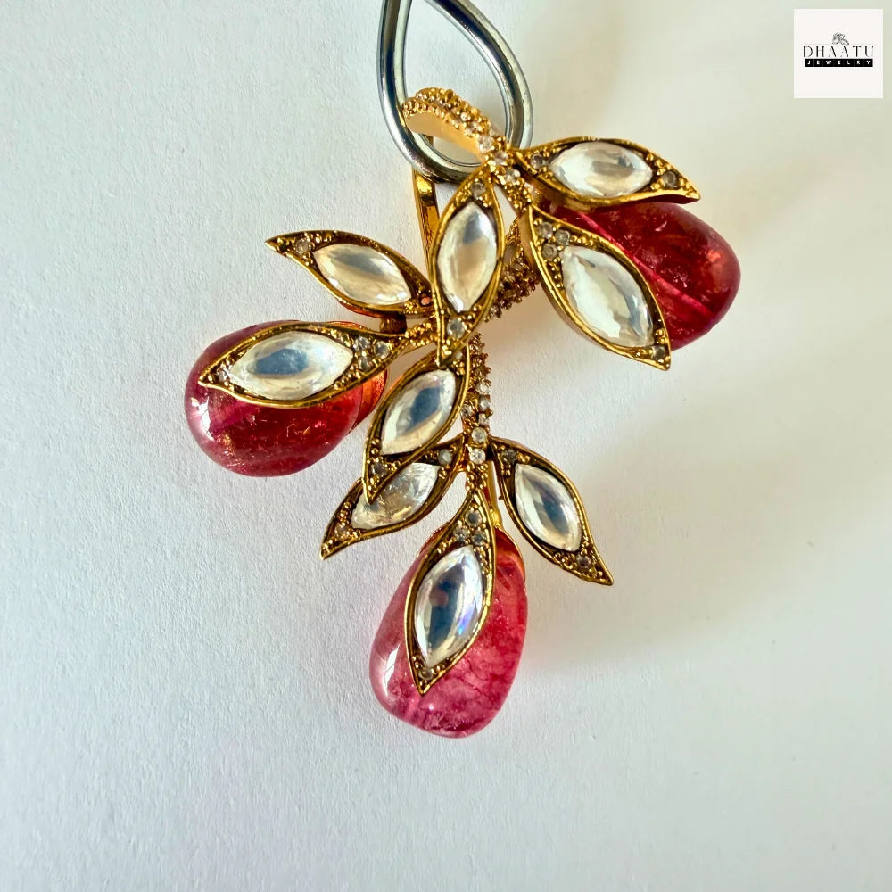 Handcrafted Kundan Leaf Motif Hasli Torque Necklace & Earring Set – 6 Colors