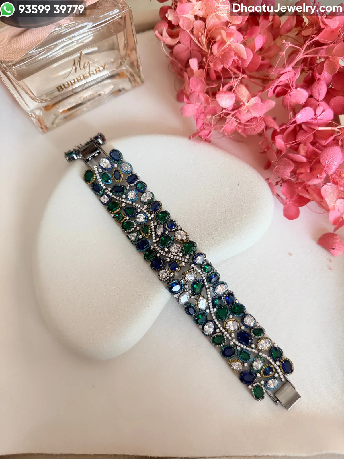 Multicolor Crystal Oval-Cut Statement Bracelet - 18cm to 21cm Extendable - Available in Pastel Pink, Emerald Green, Sapphire Blue, and Rainbow Mix