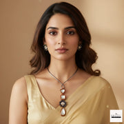 Handcrafted Kundan Polki Floral Pendant Necklace & Earrings Set With Meenakari Work