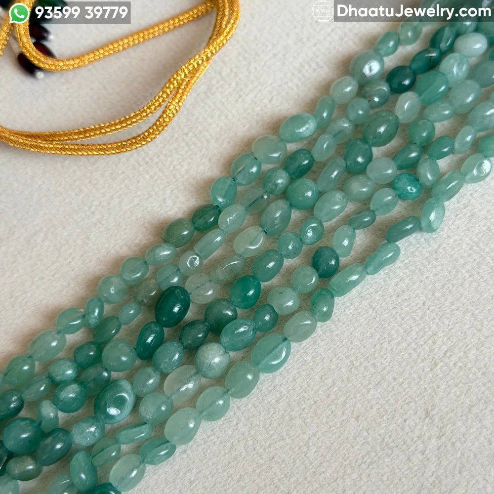 6-Layer Green Aventurine Natural Stone Choker - 4.5cm Wide Sea Green Beaded Statement Necklace