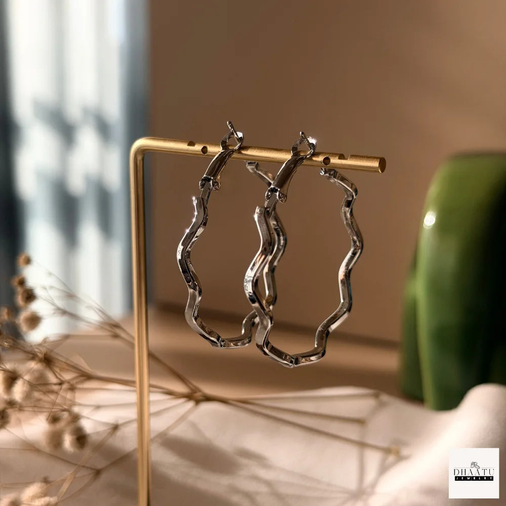 Chic Wave/Wavy Hoop Earrings for Women - Gold Plated & Silver Toned, Fashion Jewelry