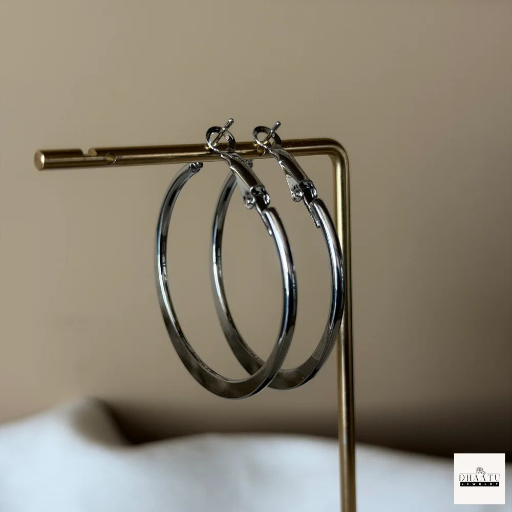 Dhaatu Classic Anti-Tarnish Tube Hoop Earrings | Gold & Silver (3.5cm & 4.5cm)
