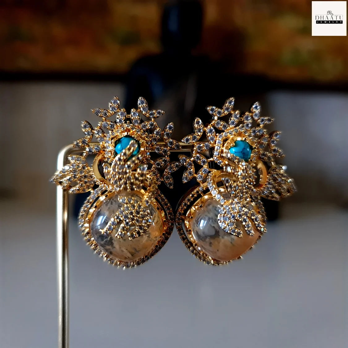 Rivaayat Collection CZ & Gemstone Statement Stud Earrings