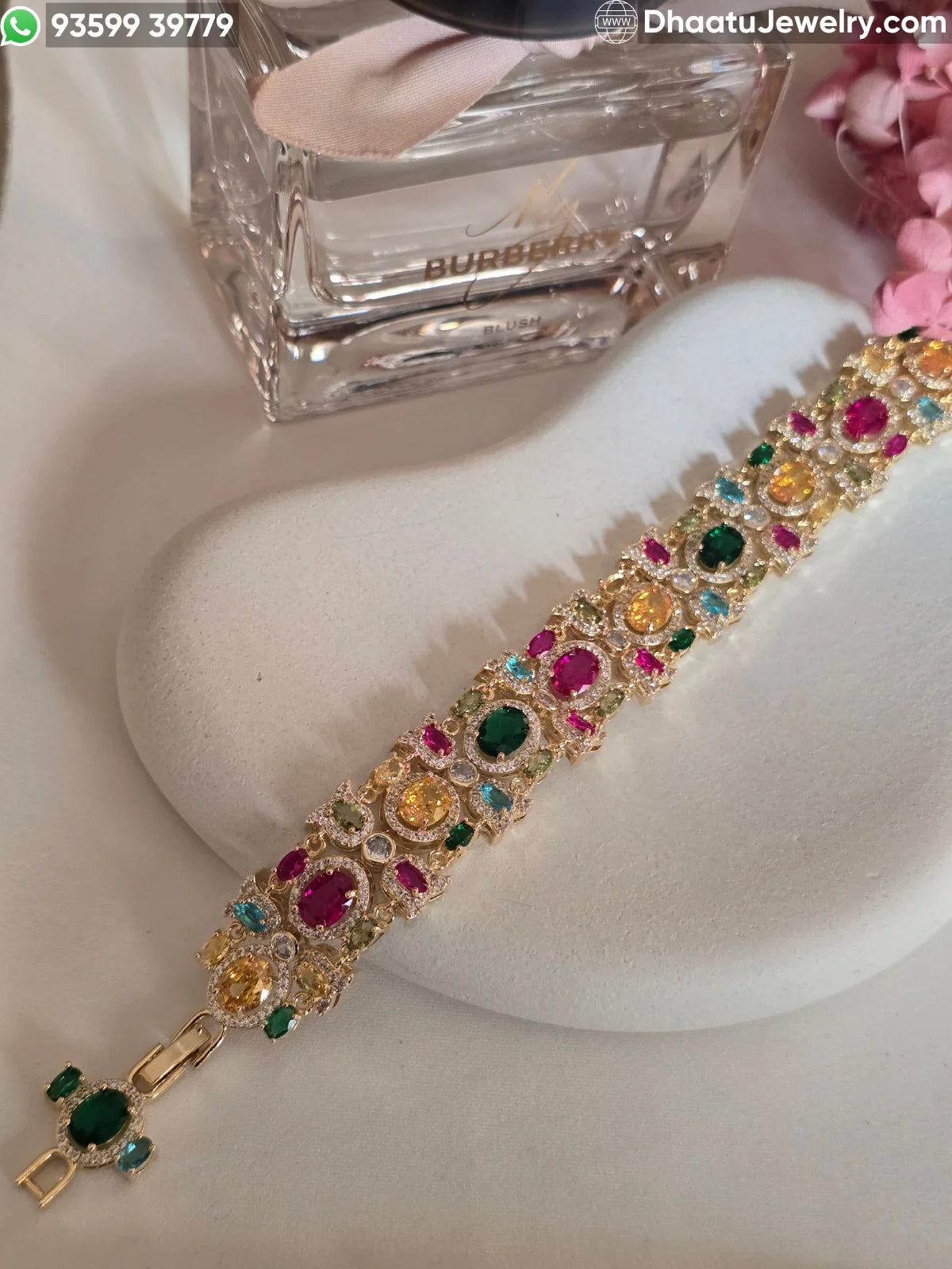 Victorian-Style Multi-Stone AD/CZ Statement Bracelet - Adjustable 18cm to 21cm - 4 Color Variants
