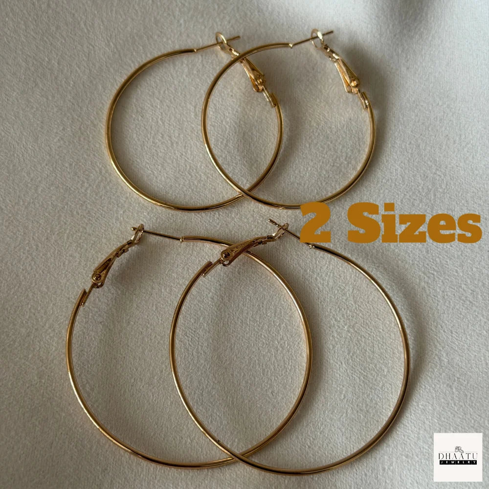 Chic Minimalist Anti-Tarnish Hoop Earrings - Gold & Silver Toned, Hypoallergenic & Nickel-Free