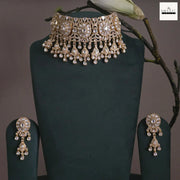 Regal Kundan Choker Set with Natural Gemstones – Traditional Bridal Necklace & Earrings